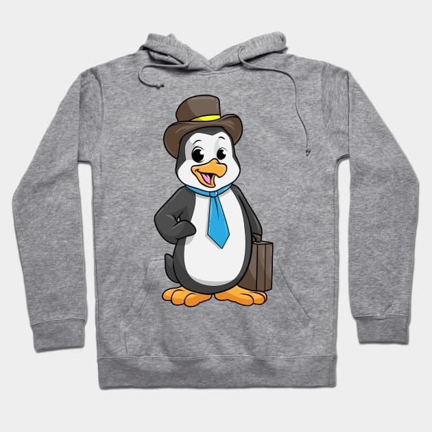 Penguin as entrepreneur with a briefcase Hoodie by Markus Schnabel